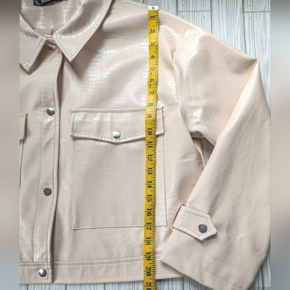 Missguided Cream Leather Jacket - Picture 7 of 15